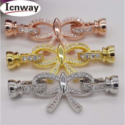 Rhinestone inlay Gold&silver Plated Clasps 4cm For DIY bracelet necklace Free shipping wholesale