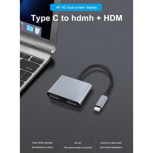 Type C HDMI-compatible Adapter 4K USB C to Dual HDMI USB 3.0 PD Charge Port USB-C Converter Cable for MacBook Samsung phone