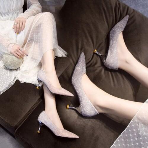 Fashion New Womens Pointed Shallow Mouth High Heels Female Thin Heel Sleeve Foot Professional Shoes Pumps