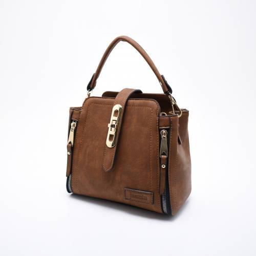 Jasmin Shoulder Strap Hand Lady Bag JSMN-475 Lux Tote Bag Black and Tan Color Option