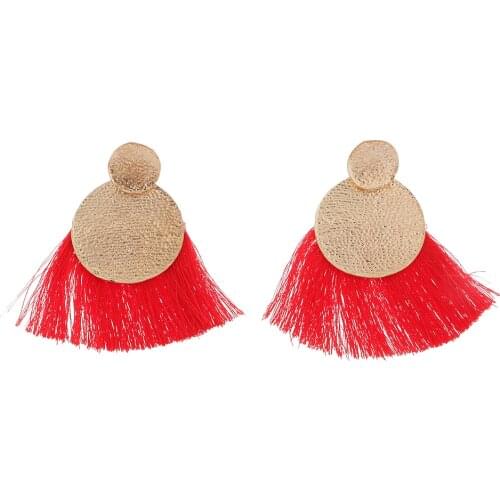 Womens Fashion Retro Vintage Fringe Earrings Fan Shaped Tassel Bohemian