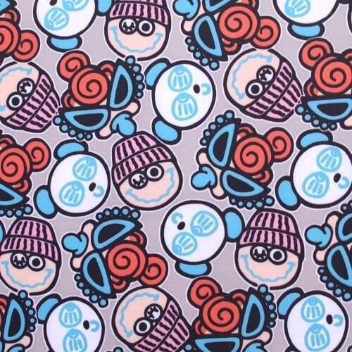 1 yard Polyester/PVC coated Waterproof Fabric for bag,- Cartoon and Bear on Light Grey background (width=140cm)