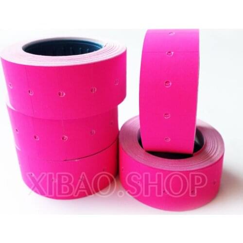 10 Rolls of Pink Price Gun Paper Tag Mark Sticker Supermarket Labels For MX-5500 New Free Shopping