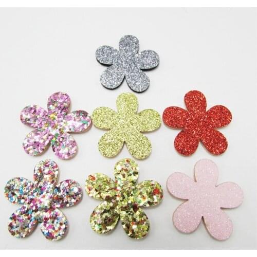 10PCS Sparkling Flowers Ball Padded Appliques For clothes DIY Baby Hair Clip Headwear Decor Ornament Accessories
