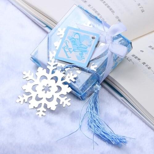 100pcs/lot Rushed Real Book Marker Snowflake Bookmarks Wedding Supplies Pendant Gifts Tassel Favors LX9413