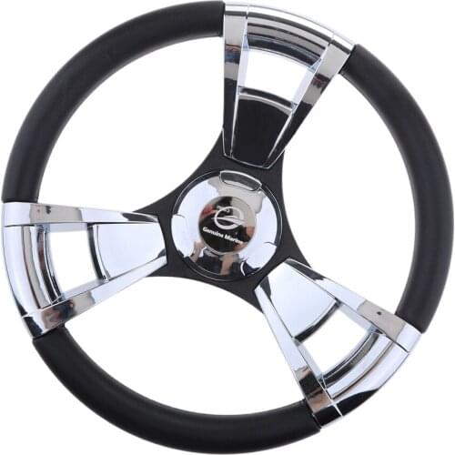 350mm 3/4'' Steering Wheel with Polished Chromed Spokes for Marine Boat Yacht