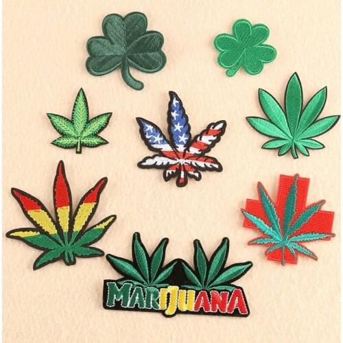 50pcs/lot Leaf Letter Embroidery Patches Letters Clothing Decoration Accessories Diy Iron Heat Transfer Applique Applique