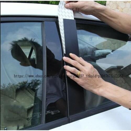 6pcs Black Window Pillar Posts Set Cover Door Trim For 2006-2011 4Door Honda Civic