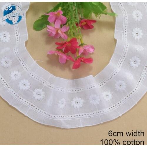 6cm 100% Cotton Embroidery Lace Width Sewing Ribbon Guipure Dress Trim Fabric Warp Knitting DIY Garment Wedding Accessories#4228