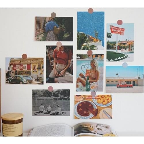 9pcs Retro Girl Decorative Card Ins Style Photo Props Diy Scrapbooking Diary Collocation Wall Sticker Postcard Cute Stationery