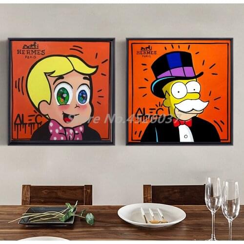 Alec Monopolies Homer Simpson Poster Canvas Painting Oil Print Wall Art Picture For Living Room Home Decor