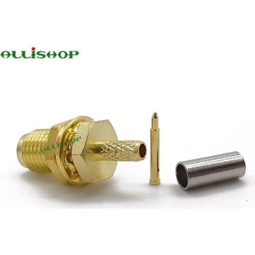 ALLiAHOP 2Pcs RP SMA Female Bulkhead Nut RF Connector SMA AdapterGoldplated for RG316 RG174 LMR100 Coaxial Cable