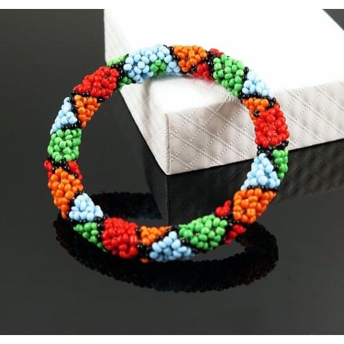 Handmade Bead Bracelet Hippy Friendship Popular Roll Crochet Woven Seed Beads multicolor Pattern Bracelets For Women