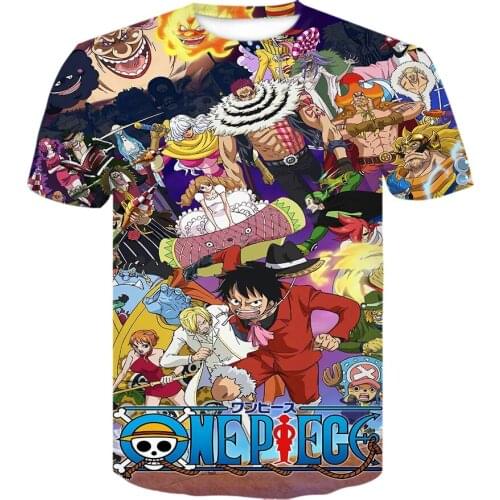 Harajuku One Piece 3d tshirt Japanese anime Luffy Printed Tshirt Breathable Casual Short sleeve Hip Hop 0-neck Unisex t shirt
