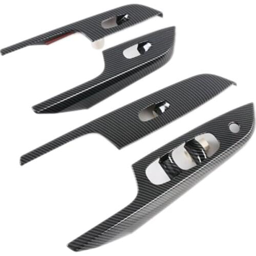 For Nissan Navara NP300 2016-2021 Car Carbon Fibre Window Glass Lift Switch Button Panel Cover Trim Sticker Accessories