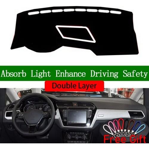 Double Layer Car Stickers For Volkswagen touran L 2016 2017 2018 2019 Dashboard Cover Car Accessories Interior Car Decals