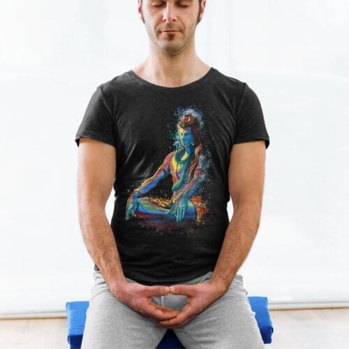 Eternal Lord Shiva In Meditation T Shirt for Men Unique T-Shirts Hindu Ganesha God India Lingam Tee Shirt Gift Idea Clothing