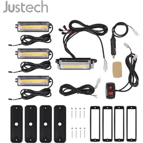 Justech 9/13 cm COB One set Flashing Light with mounting bracket (4pcs) Waterproof Car Light 12V/24V for TRUCKS RU Ready Stock