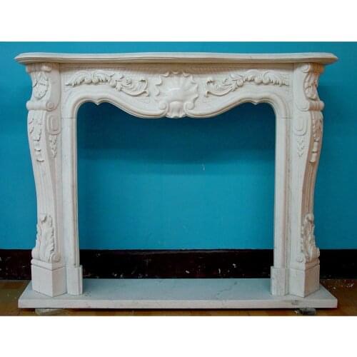 Stone fireplace surround marble mantel custom made living room decor chimney