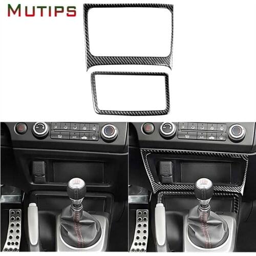 Mutips Car Center Console Storage Box Panel Decals Sticker 2pcs Kit Carbon Fiber Interior Auto For Honda Civic 8th Gen 2006-2011