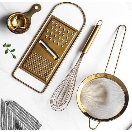 Kitchen Baking Tools Gold Mesh Egg Beater Oil Strainer Stainless Steel Whisk Screening Cup Of Scraper Egg Powder Stirring Rotary