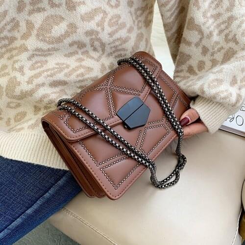 Small Crossbody Bags For Women 2020 Small Shoulder Messenger Bag Female Luxury Rivet Chain Handbags Ladies Cross Body Bag Black