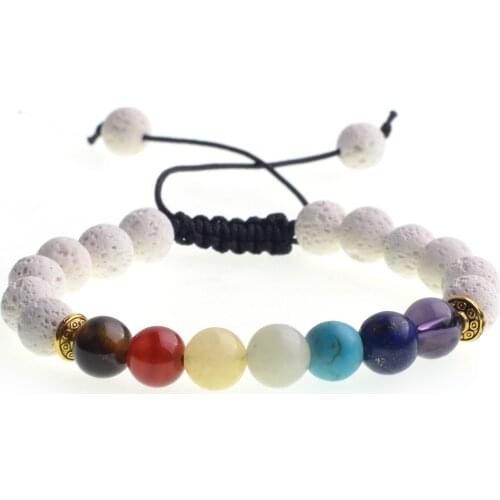 ASHMITA 2019 7 Chakra White Volcanic Stone Bracelet Man Fashion Women Gift For Girl Boy Beautiful Beads