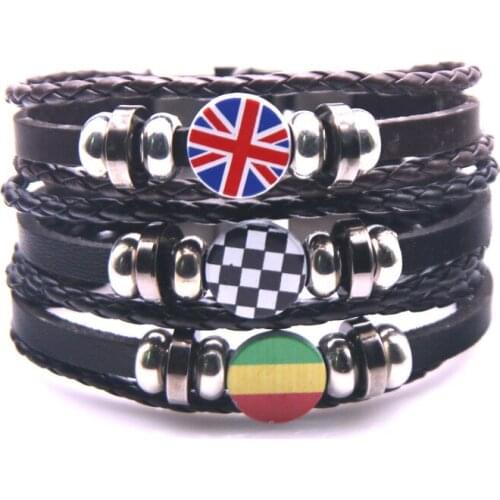 Fashion Lithuanian flag leather bracelet Team Bracelet Men High Quality Football Fans Couples Gift Jewelry