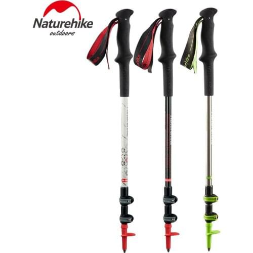Naturehike Carbon Fabric + Aluminium Alloy Walking Stick 185g Portable Hiking Telescopic Trekking Poles 3-Externally Locked