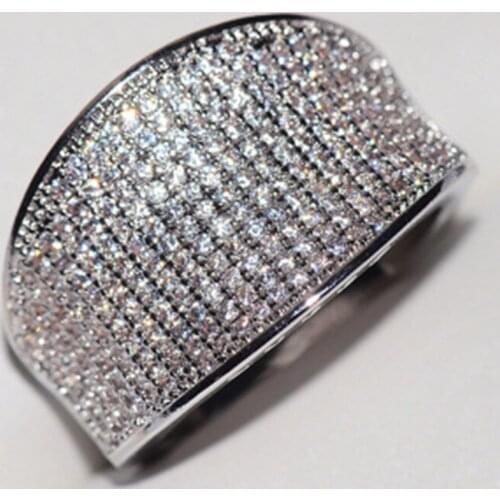 Milangirl New Micro Wax Inlay Rings White Gold Natural Zircon Women Fashion Jewelry Noble Bending Wedding Party Rings