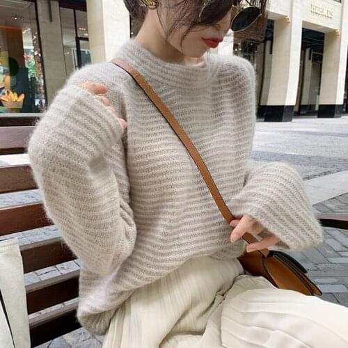 Autumn and winter new ladies sweater 100% pure wool O-neck knitted pullover cute loose large size ladies pullover sweater women