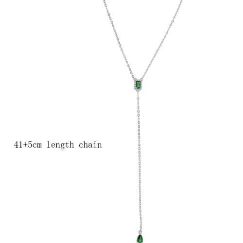 Collarbone necklace 2019 new arrival rose gol colors green baguette round geomtric cz drop charm lovely gorgeous charm jewelry