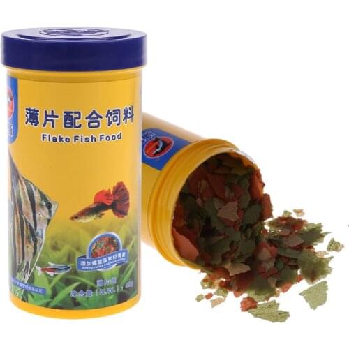 250ml Ornamental Fish Food Goldfish Carp Guppies Small Medium Tropical Fishes Flakes Feed Aquarium Accessory
