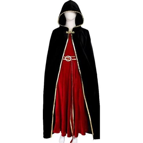 Princess Rapunzel Cosplay Mother Gothel Costume Adult Women Red Dress With Cloak Halloween Carnival Ball Gown