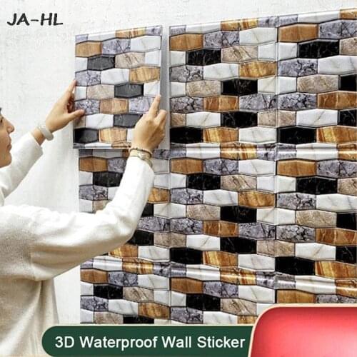 3D Self-adhesive Waterproof Brick Shape Wall Sticker Bathroom Home Decoration