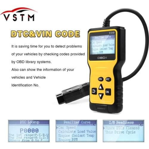 V310 OBD Code Reader OBD2 Scanner Car Check Engine Fault Diagnostic Tool Automotive Scanner Multi Language Live Data Read VIN