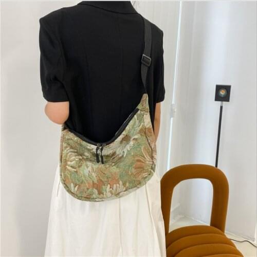 Female Crossbody Bag Retro Floral Print Underarm Shoulder Bag Zipper Larger Capacity Messenger Bags Women Сумка Женская Сумки