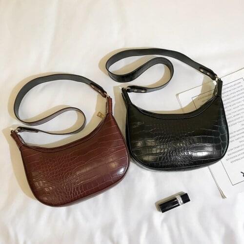 Retro Crocodile Pattern Crossbody Bags For Women 2021 Luxury Hobo Bags Women Bags Designer Saddle Bags Lady Purses And Handbags