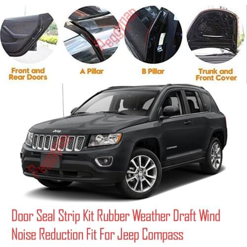 Door Seal Strip Kit Self Adhesive Window Engine Cover Soundproof Rubber Weather Draft Wind Noise Reduction Fit For Jeep Compass