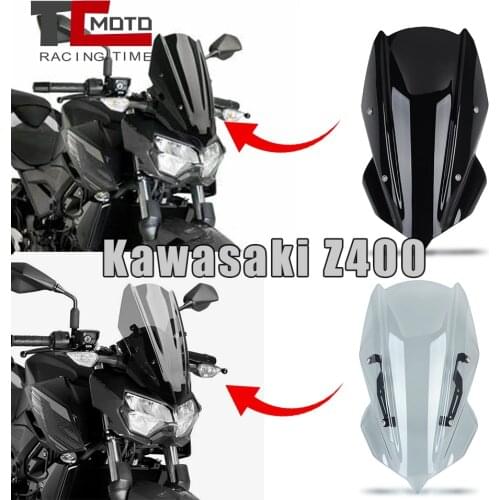For Kawasaki Z400 Windscreen Windshield With Bracket Mount For Kawasaki Z400 Z 400 Z250 2019 2020 Wind Screen Deflector