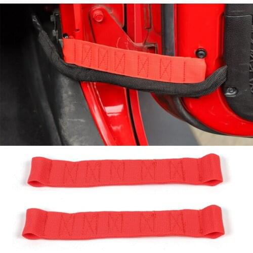 YCCPAUTO 2Pcs Door Limit Belt for Jeep Wrangler JK Accessories 2007-2017 Car Door Restriction Strap Hinge Rope Red Black