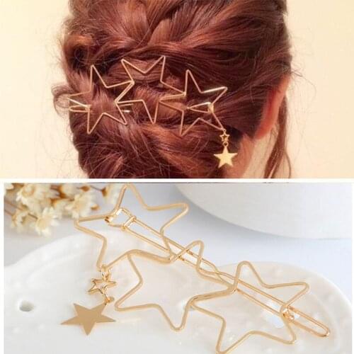 Fashion Hollow Geometric Hair Clip For Women Elegant Star Circle Metal Barrette Hairpin Head Hair Accessories Wedding Accessorie