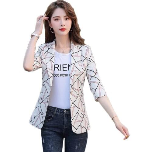 2021 Autumn Elegant Plaid Blazer Women Blazers Jackets Office Lady One Button Suits Coat Outerwear Short Blazer Feminino Y331