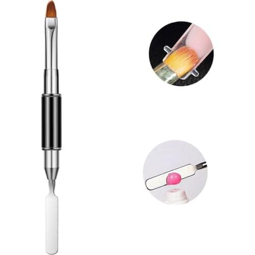 1PC Dual Ended Nail Art Acrylic UV Gel Extension Builder Flower Painting Pen Brush UV Gel Remover Spatula Stick Manicure Tool