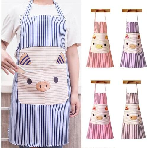 1Pc Lovely Pig Polyester Sleeveless Apron Home Kitchen Women Cooking Anti-Splash Apron With Pockets