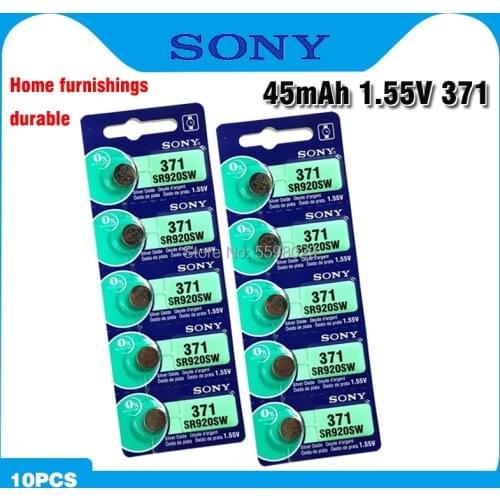 10pcs/lot SONY Original AG6 1.5V Silver Oxide Button Cell Batteries SR920SW SR69 SG6 LR69 171 920 Watch Coin Batteries