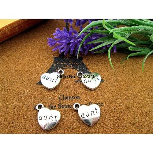 12pcs 18x15mm aunt Charms, Antique Tibetan silver 2 sided aunt Heart Charm Pendants