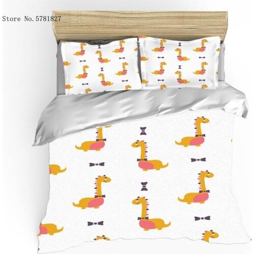2/3 Pieces Colorful Dinosaur Bedding Set 3D Print Lovely Cute Cartoon Duvet Cover Single Queen Double Bed Quilt Cover Pillowcase