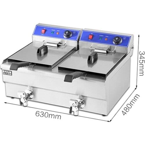 26L Capacity Commercial Double Rod Stainless Steel Electric Fryer French Fries Machine Desktop Electric Fryer Fried Chicken Leg