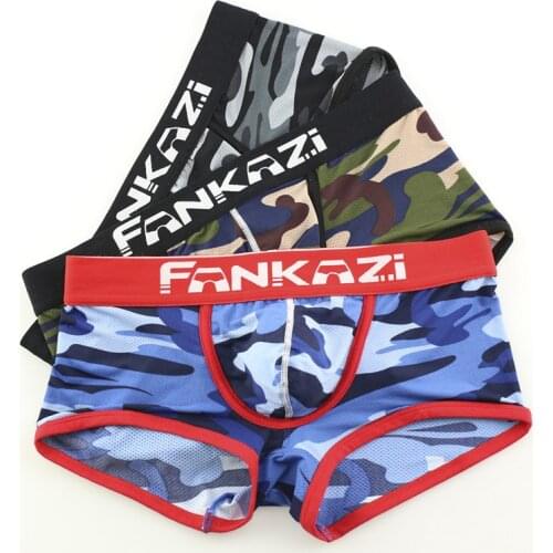 3PCS/Lot Boxers Sexy Men Underwear Camouflage U Pouch Trunk Underpants Low Waist Fashion Boxer Breathable Shorts Underwear